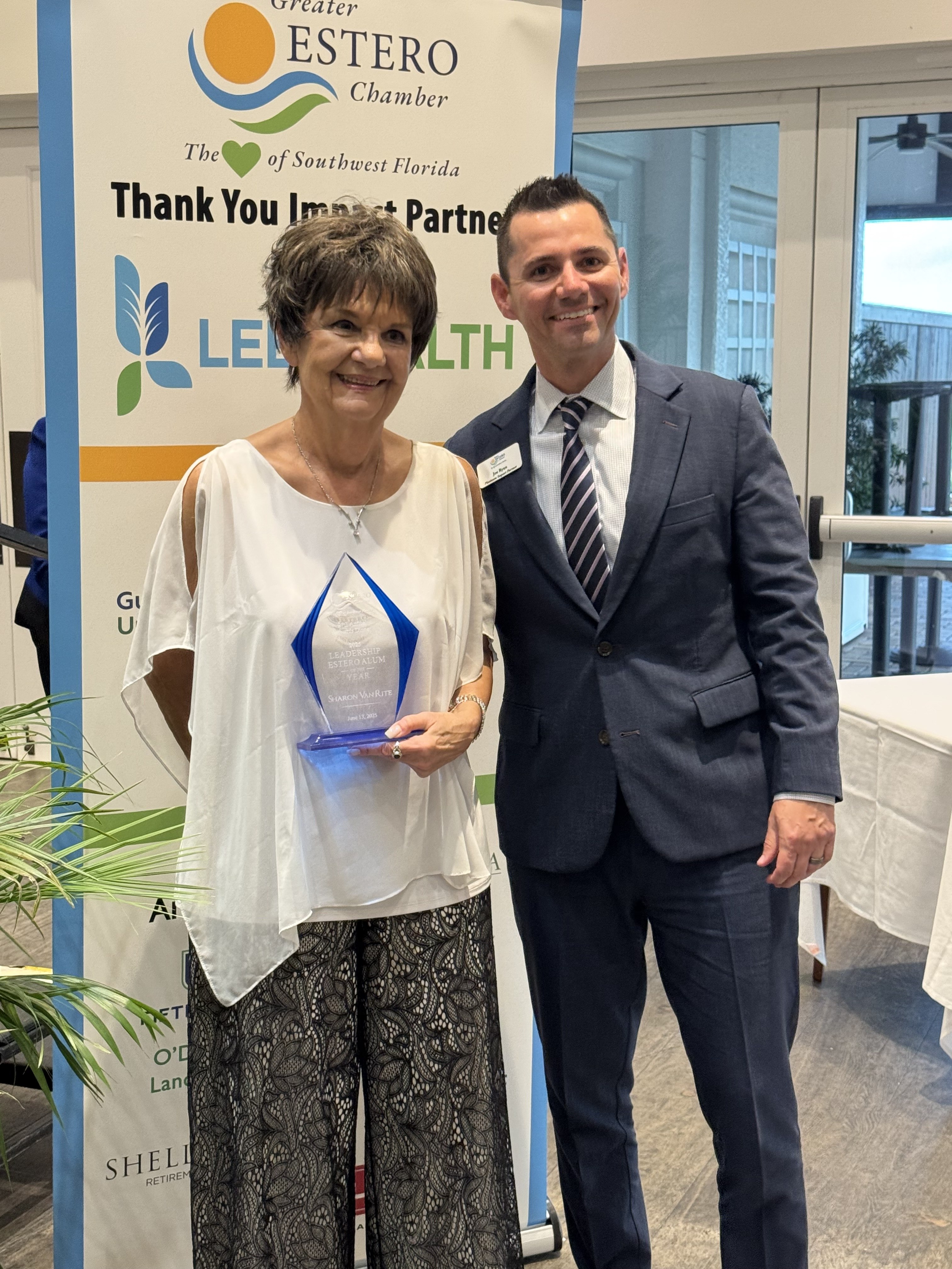 Sharon Van Rite, ‘Leadership Alum of the Year’, Outgoing President of the Chamber Board, Joe Ryan