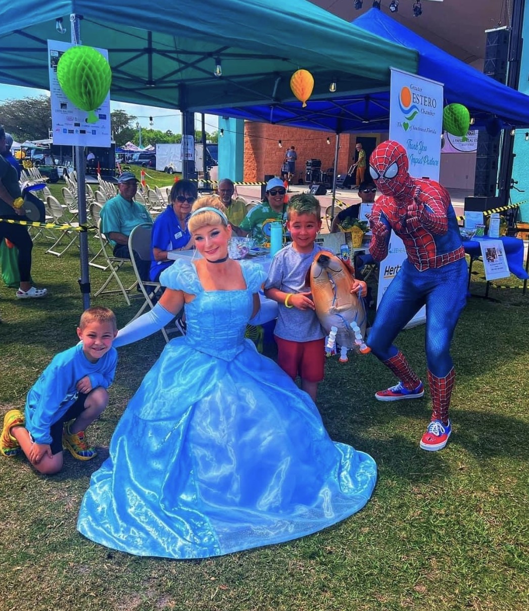 Zachary-Pavich-and-Lincoln-Shutts-hang-out-with-Cinderella-and-Spidey-photo-by-Joni-Pavich