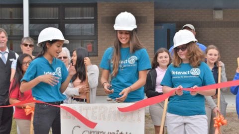 Community Garden groundbreaking for Interact Club at Three Oaks Middle School April 10