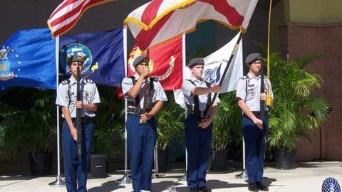 estero high school rotc holds flags