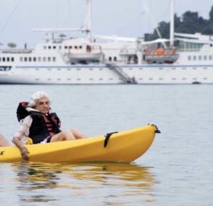 The late Mildred _Gram_ Howard kayaking in Costa Rica at age 96