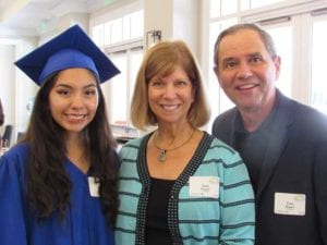 New Horizons graduate Melanie Barrientos with supporters Joan & Fred Bogwill at the annual luncheon