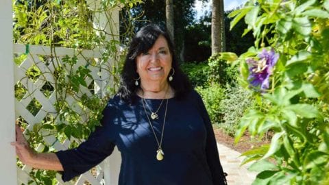 Joanne-Romano-in-the-Bella-Terra-butterfly-garden