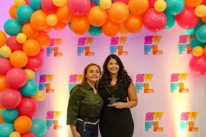 Tabares poses with her mother_ Janet after receiving the INCredible Award from SWFL_ Inc. in 2022.