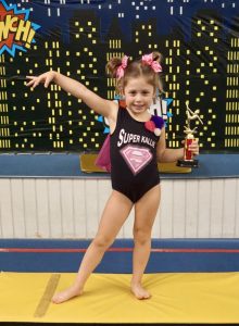 5 year old Kallie at a showcase at Gymnastic World in Fort Myers