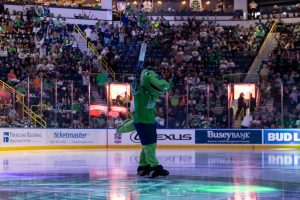 Swampee pumps up the crowd