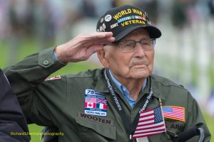 WWII Veteran salutes at the 75th Anniversary of the Normandy invasion_ 2019
