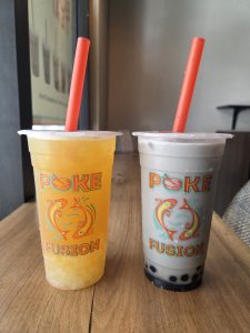 Lychee Boba Fruit Tea and Black Milk Boba Tea