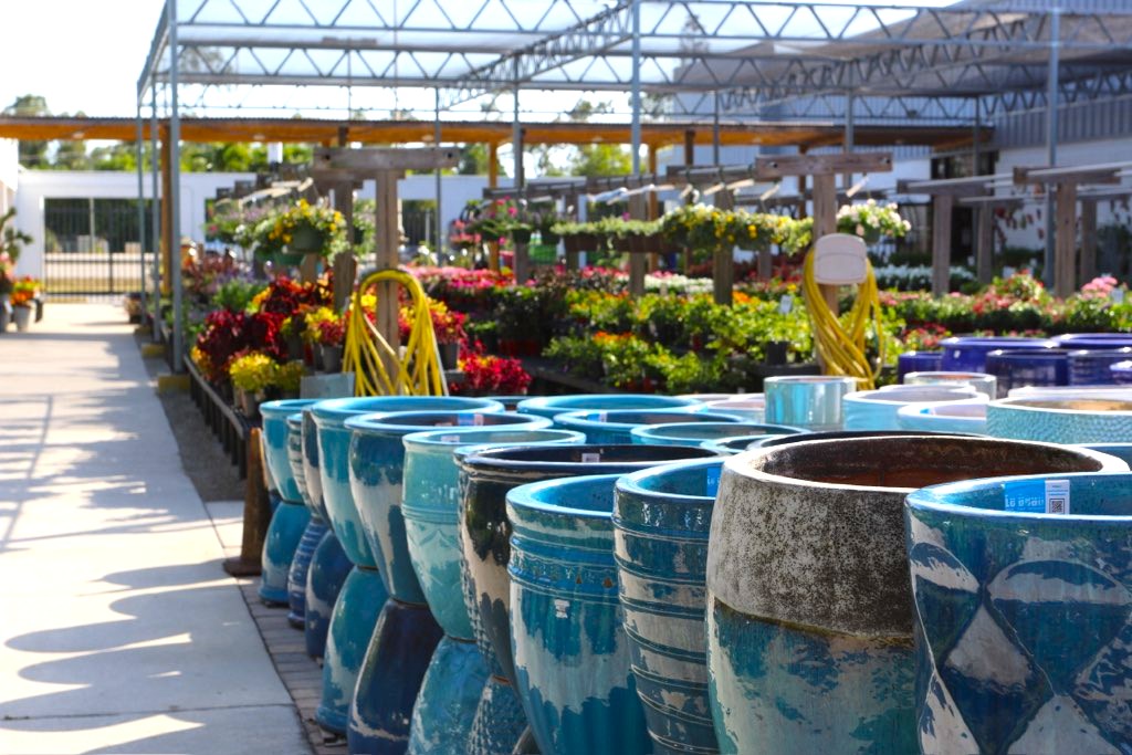 Artisan pottery is one of the many things for sale at Driftwood Garden Center in Estero