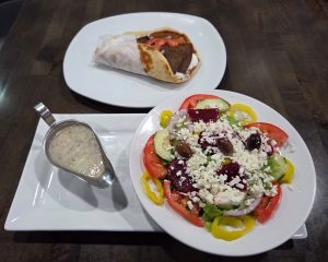 Gyro Pita and Greek Salad